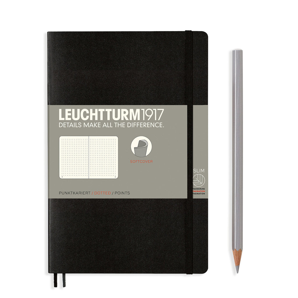 SOFTCOVER B6+ NOTEBOOK DOTTED BLACK - Hull's Art Supply & Framing