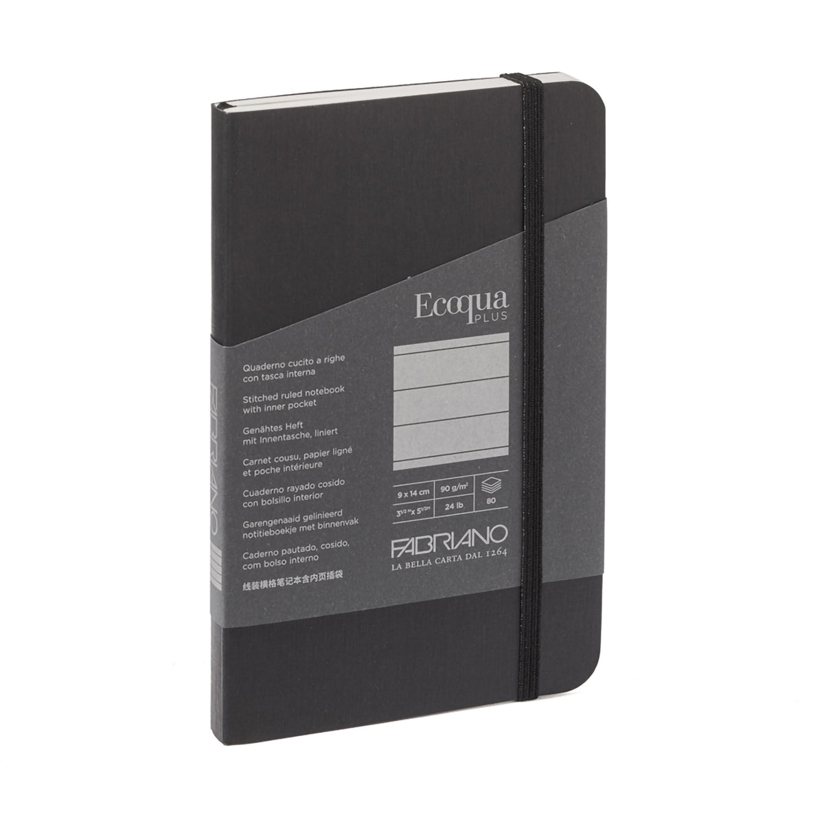 ECOQUA PLUS STITCH-BOUND 3.5&quot;x5.5&quot; LINED BLACK