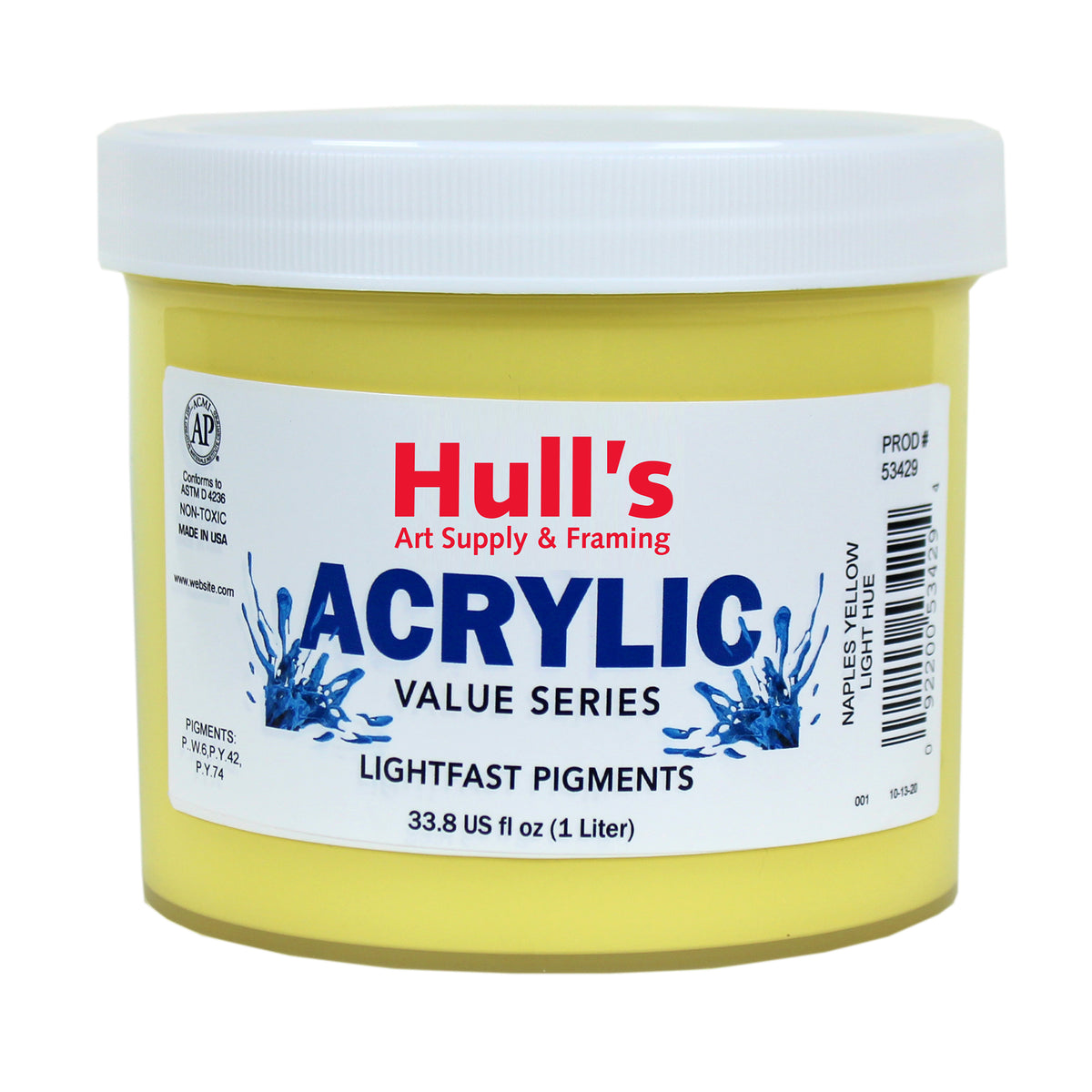 HULLS ACRYLIC 32oz JAR NAPLES YELLOW LIGHT