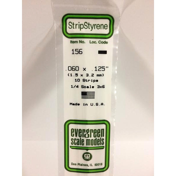 POLYSTYRENE STRIP OPAQUE WHITE .060 x .125 x 14&quot;