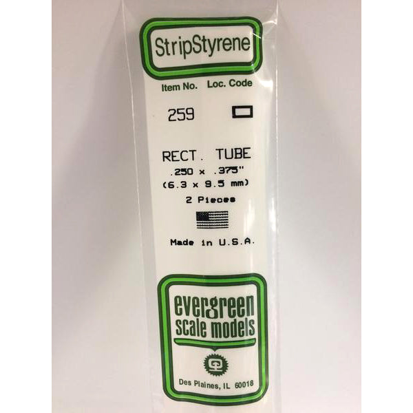POLYSTYRENE OPAQUE WHITE RECTANGULAR TUBE 1/4&#39;&#39; X 3/8&#39;&#39; X 14&#39;&#39; PKG/2