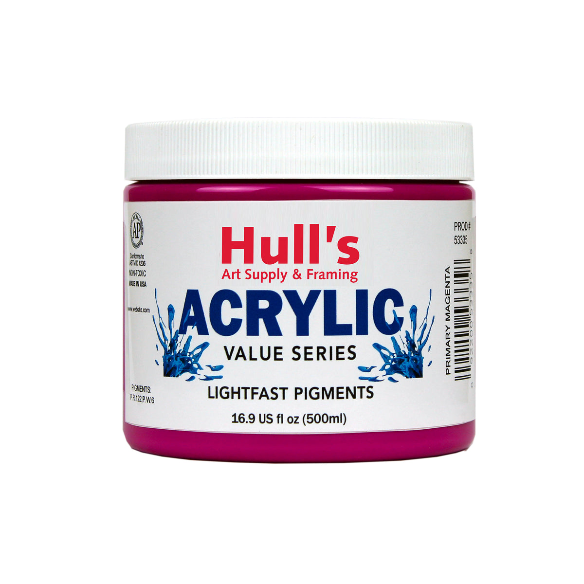 HULLS ACRYLIC 16oz JAR PRIMARY MAGENTA