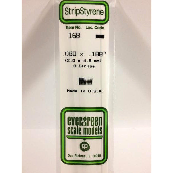 POLYSTYRENE STRIP OPAQUE WHITE .080 X .188 x 14&#39;&#39;