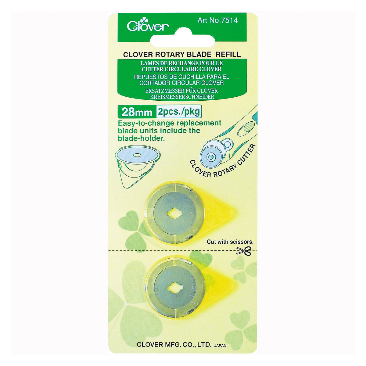CLOVER ROTARY CUTTER BLADE REFILL 28mm 2-PACK