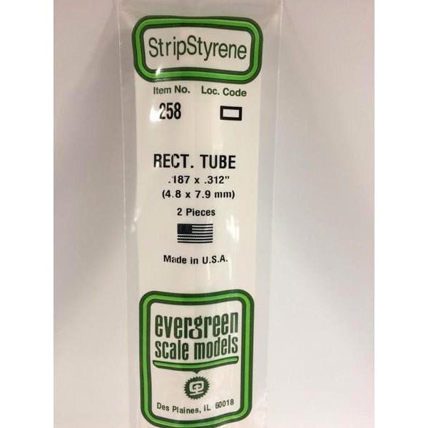 POLYSTYRENE OPAQUE WHITE RECTANGULAR TUBE 3/16 X 5/16 X 14&#39;&#39; PKG/2