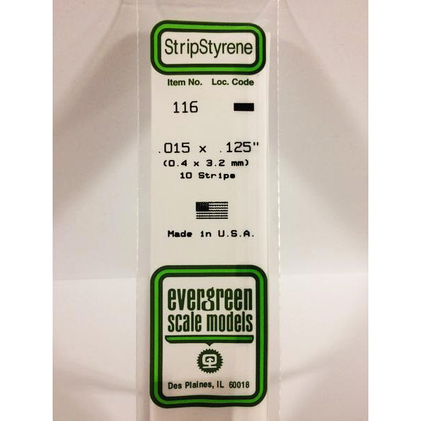 POLYSTYRENE STRIP OPAQUE WHITE .015 X .125 x 14&#39;&#39;