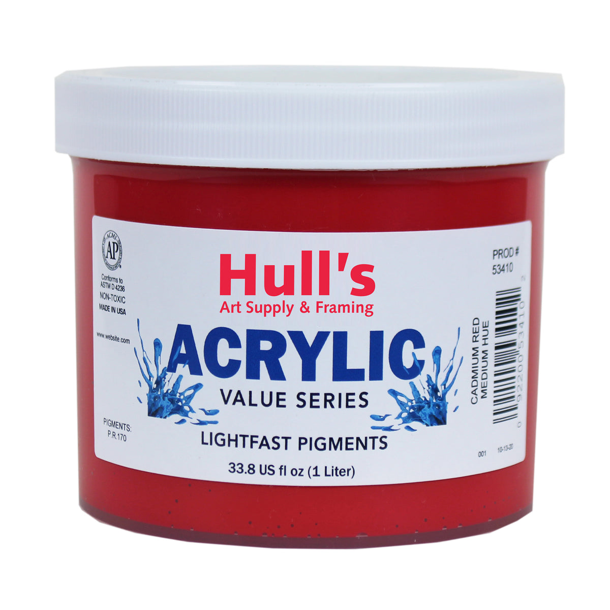 HULLS ACRYLIC 32oz JAR CADMIUM RED MEDIUM HUE