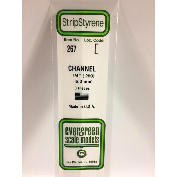 POLYSTYRENE OPAQUE WHITE CHANNEL .250x14&#39;&#39; PKG/3