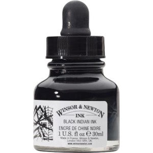 DRAWING INK 30ml BLACK DROPPER CAP