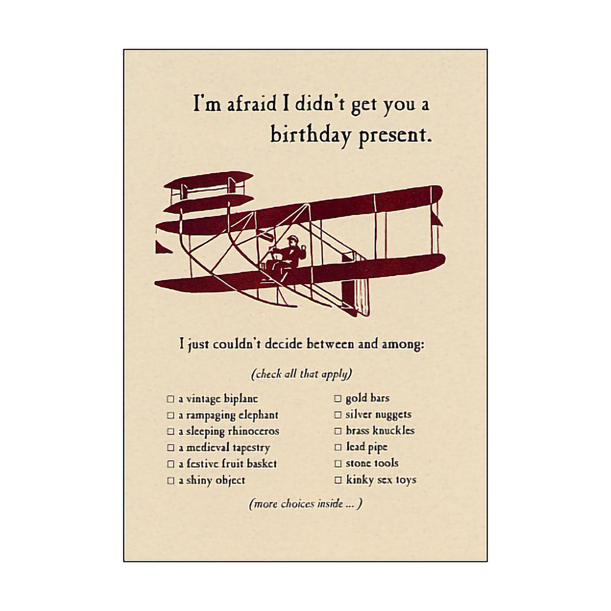 ARCHELAUS CARD VINTAGE BIPLANE