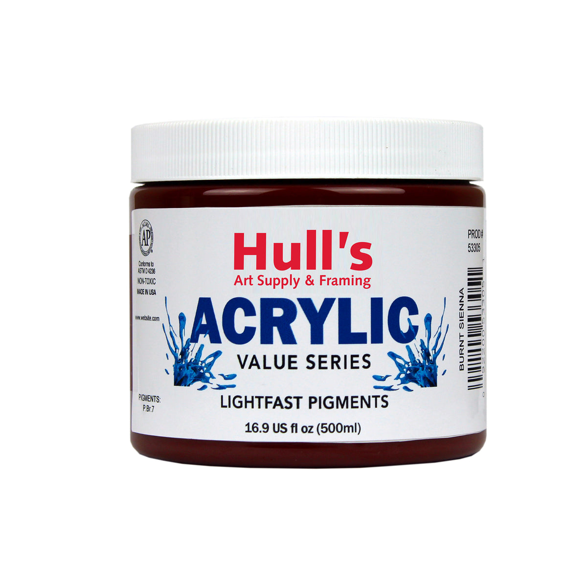 HULLS ACRYLIC 16oz JAR BURNT SIENNA