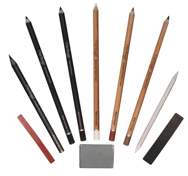 10 PIECE DRAWING SET W/METAL CASE