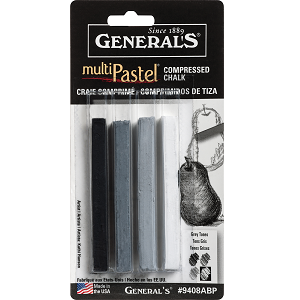 MULTIPASTEL CHALK CRAYONS GREY TONES SET/4