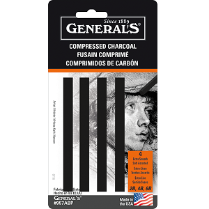 GENERAL&#39;S COMPRESSED CHARCOAL STICKS ASSORTED SET/4