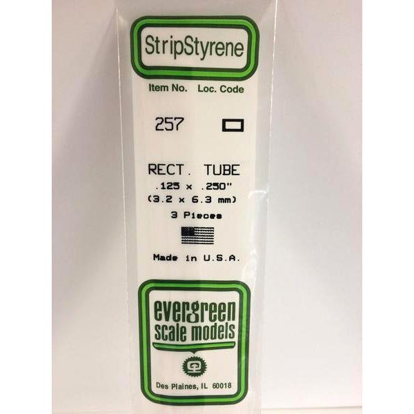 POLYSTYRENE OPAQUE WHITE RECTANGULAR TUBE 1/8&#39;&#39; X 1/4&#39;&#39; X 14&#39;&#39; PKG/3