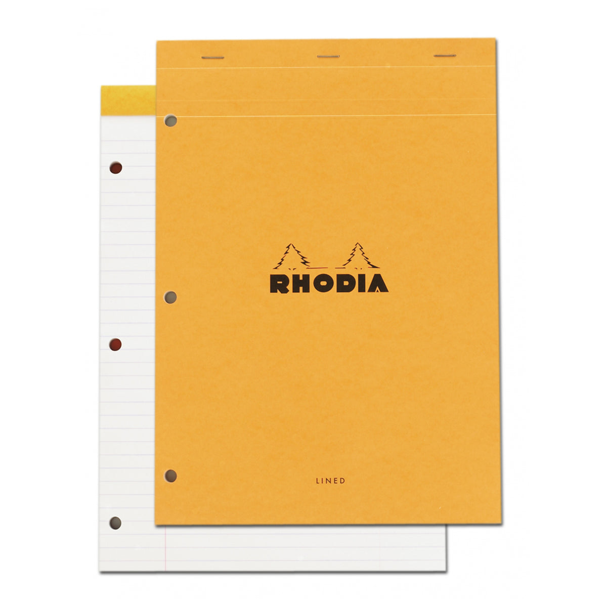 RHODIA ORANGE LINED 3-HOLE PAD 8.25x11.75