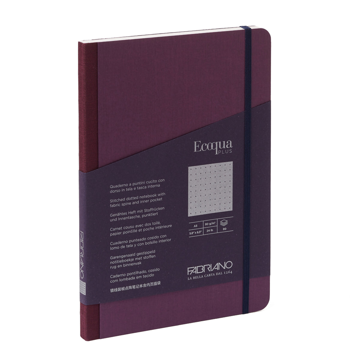 ECOQUA PLUS FABRIC-BOUND A5 DOTTED WINE