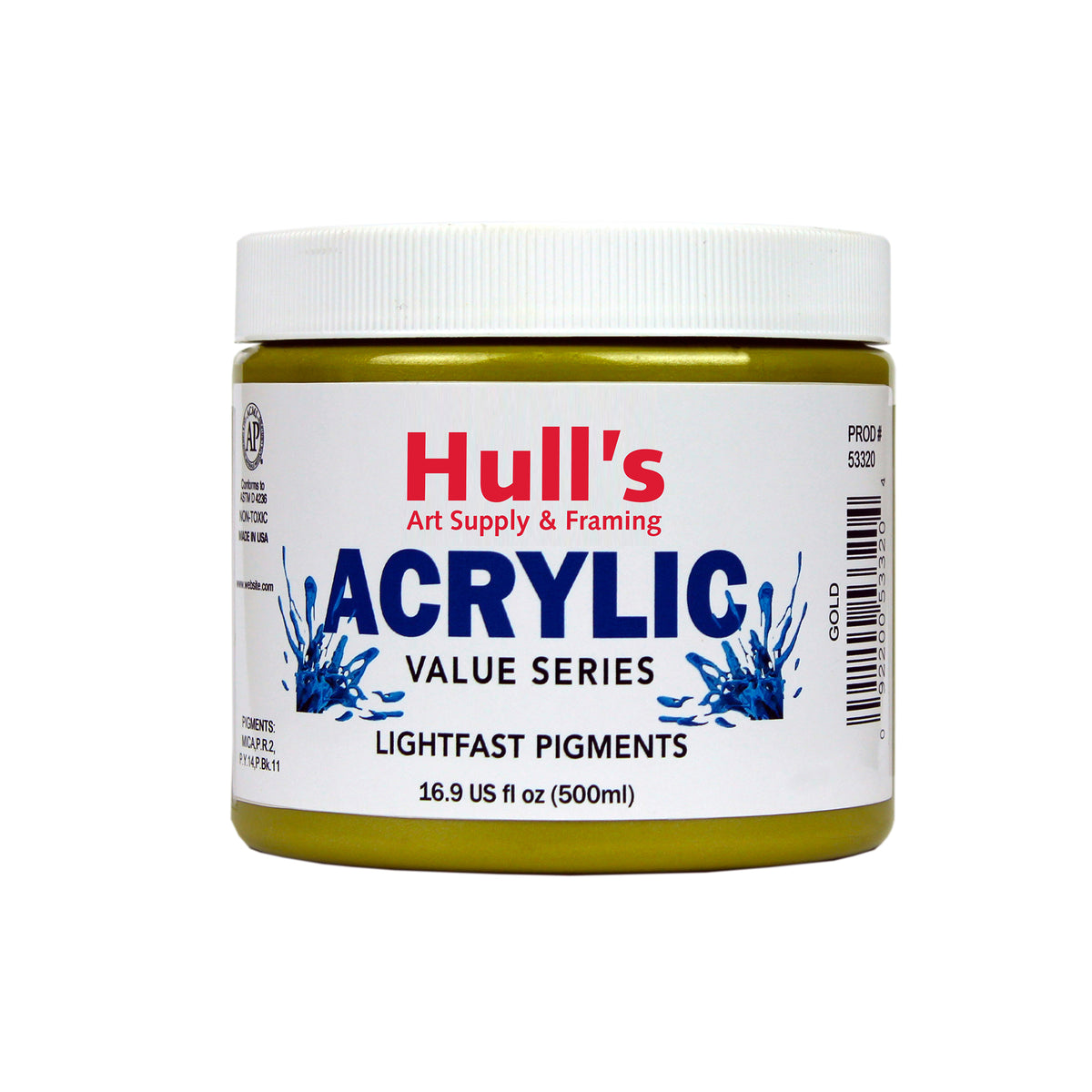 HULLS ACRYLIC 16oz JAR GOLD