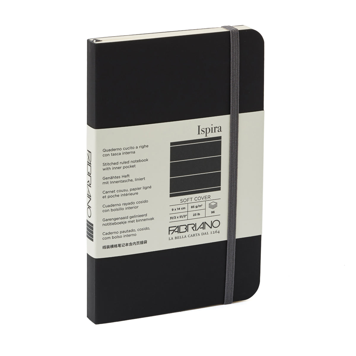 ISPIRA SOFTCOVER 3.5&quot;x5.5&quot; LINED BLACK