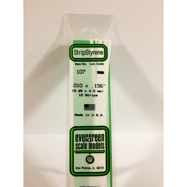 POLYSTYRENE STRIP OPAQUE WHITE .010 X .156 x 14&#39;&#39;