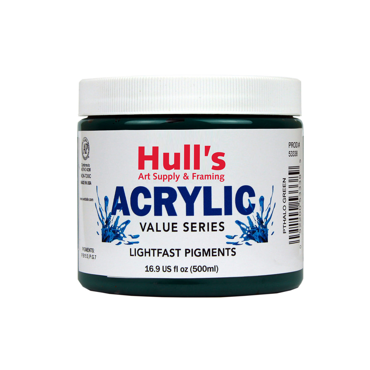 HULLS ACRYLIC 16oz JAR PTHALO GREEN