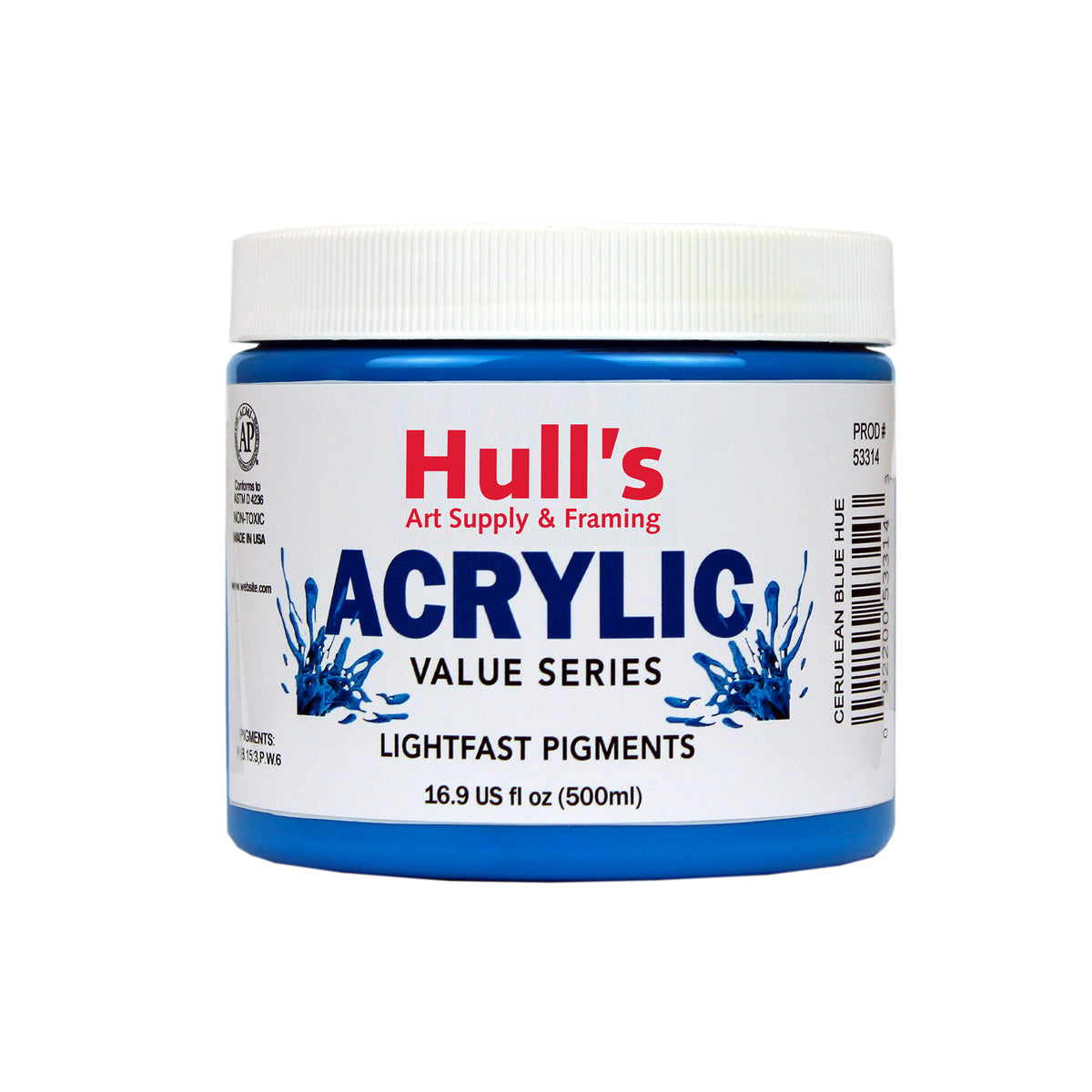 HULLS ACRYLIC 16oz JAR CERULEAN BLUE HUE