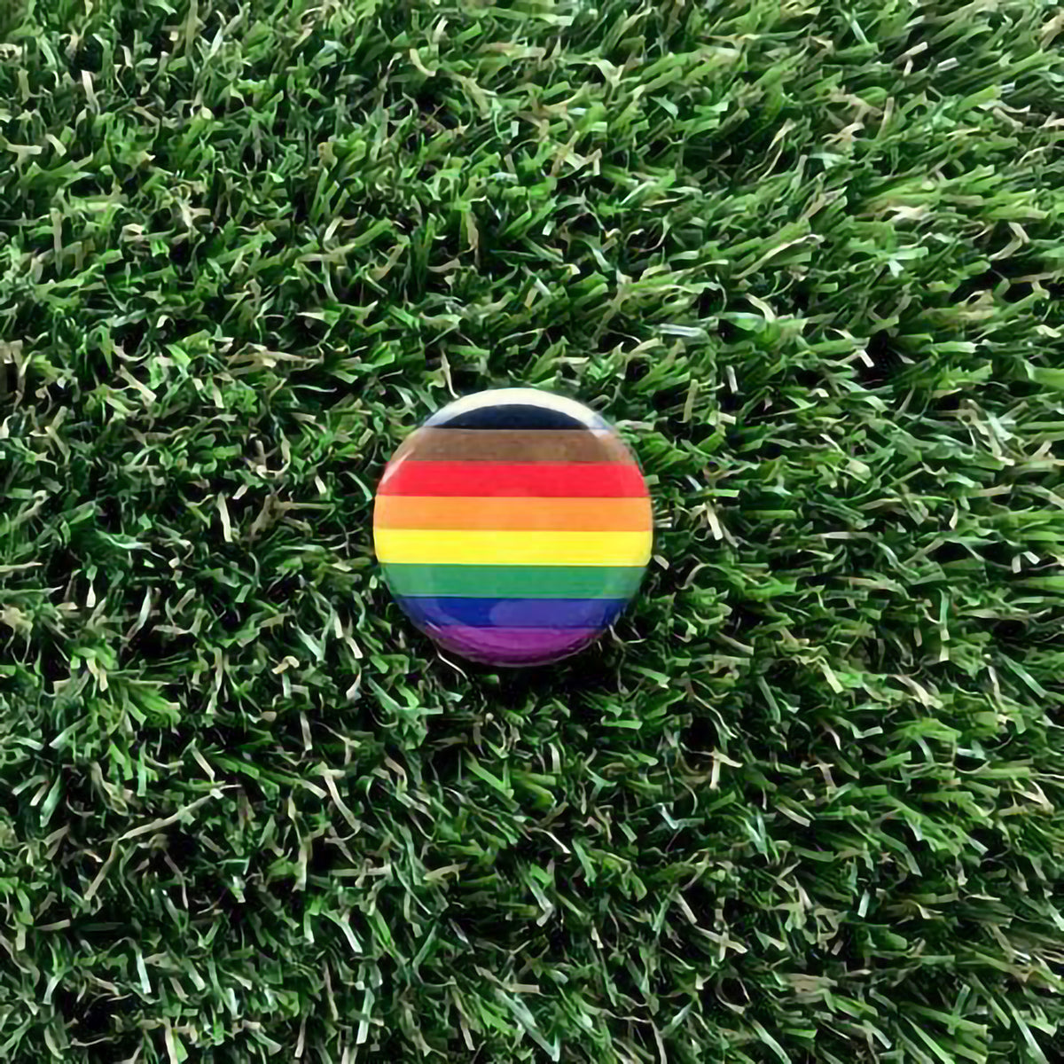 DDD BUTTON PIN - GAY PRIDE FLAG