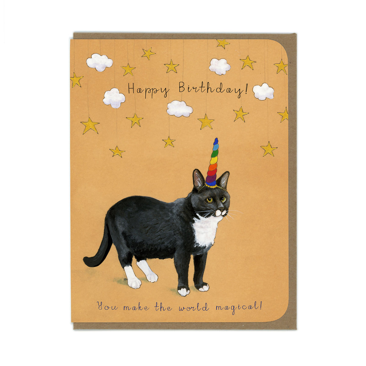 ILLUSTRATION CARD BIRTHDAY CAT UNICORN