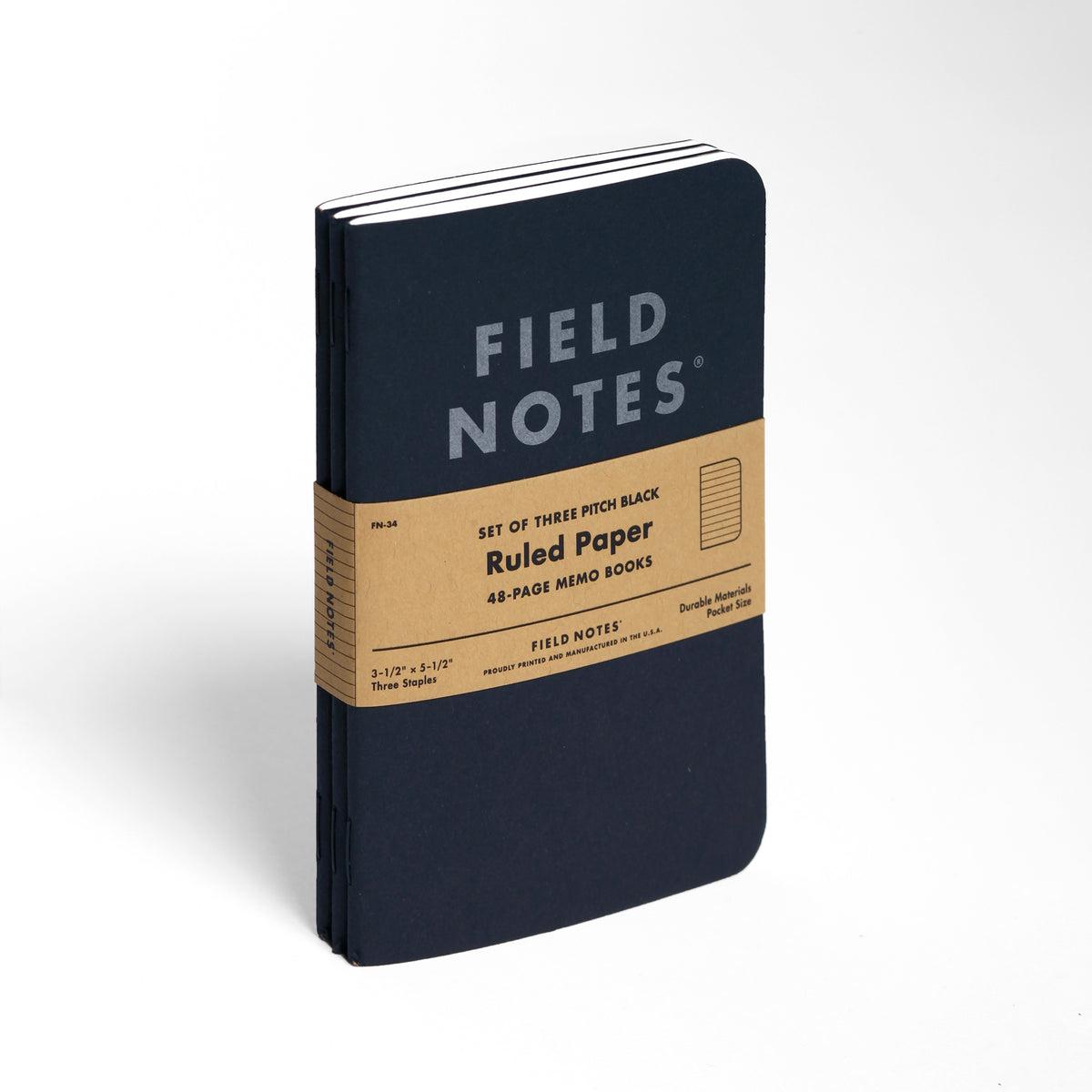 FN PITCH BLACK MEMO BOOK RULED 3PK