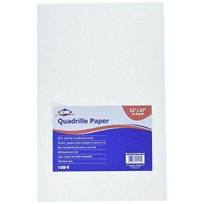 ALVIN QUDRILLE PAPER 8X8 GRID 11X17 100 SHEET PACKAGE