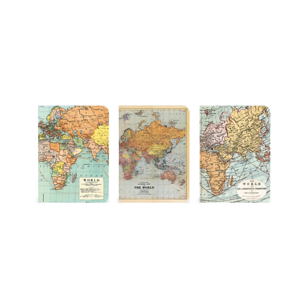 MINI NOTEBOOKS VINTAGE WORLD MAP SET/3