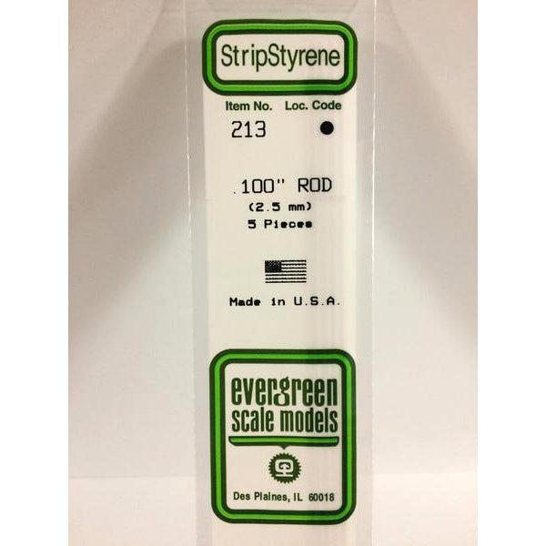 POLYSTYRENE OPAQUE WHITE ROD .100 x 14&#39;&#39; PKG/5