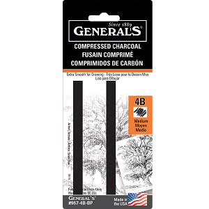 GENERAL&#39;S COMPRESSED CHARCOAL STICKS 4B SET/2