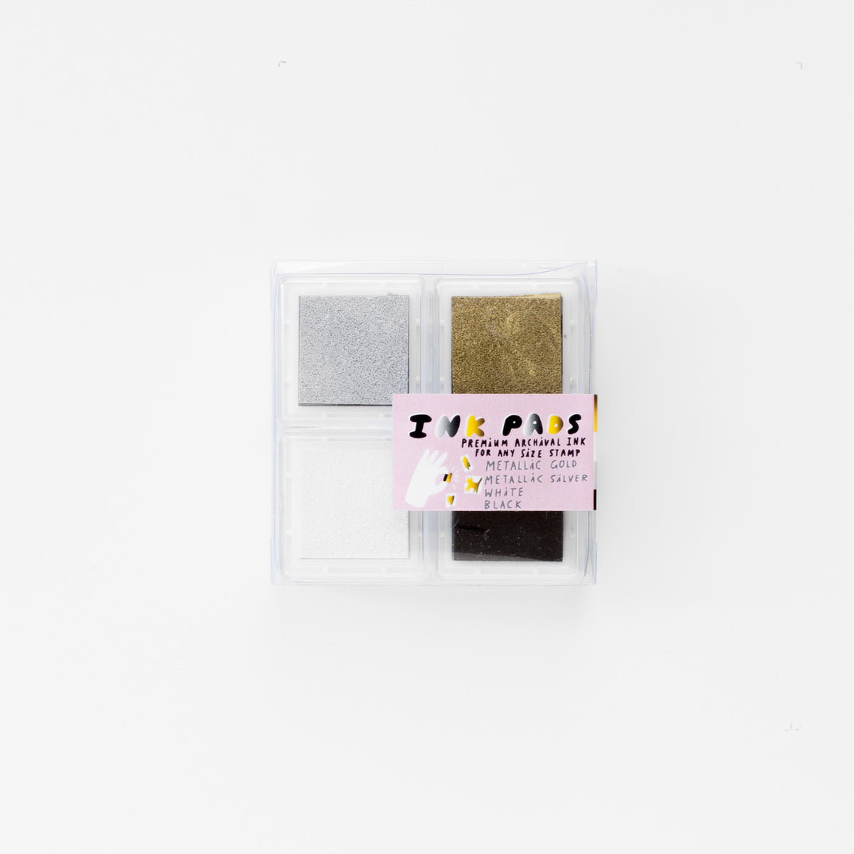 INK STAMP PAD METALLIC SET/4