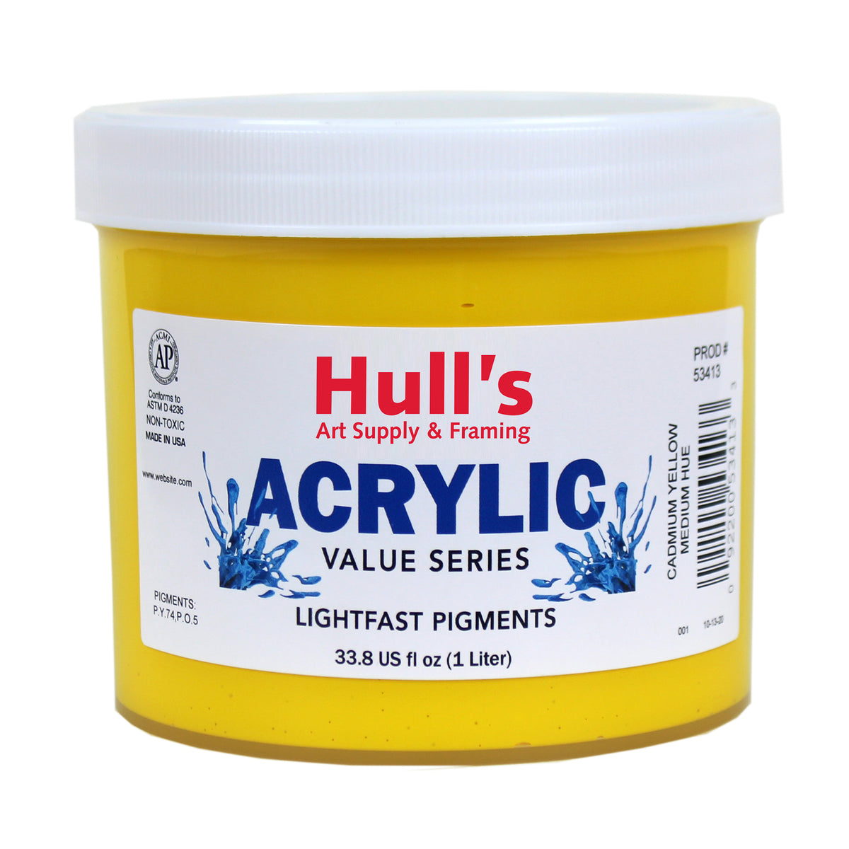 HULLS ACRYLIC 32oz JAR CADMIUM YELLOW MEDIUM HUE