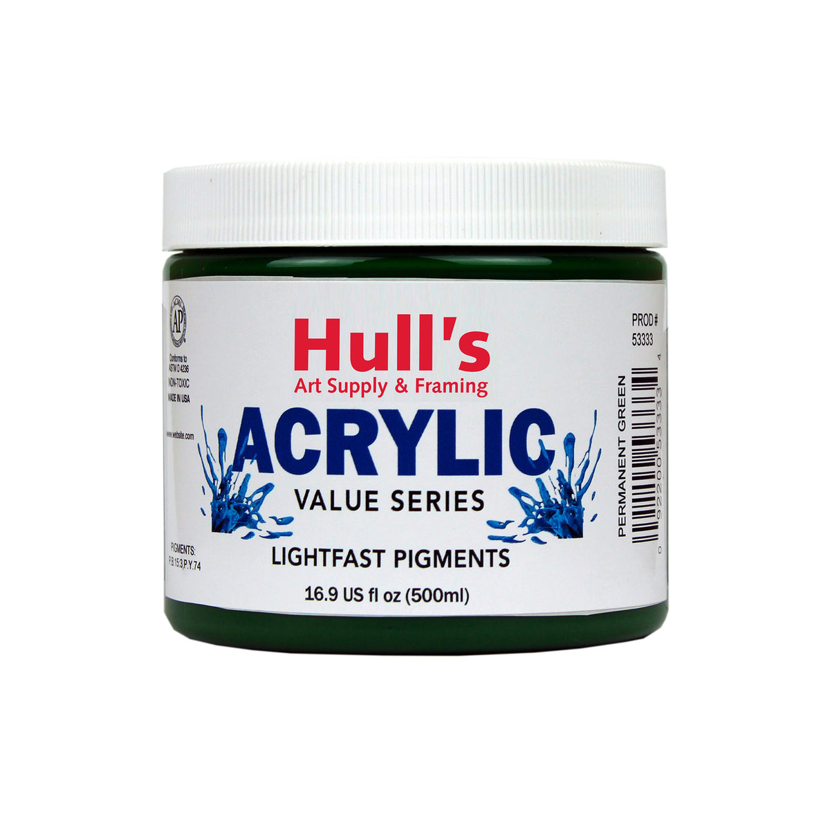 HULLS ACRYLIC 16oz JAR PERMANENT GREEN