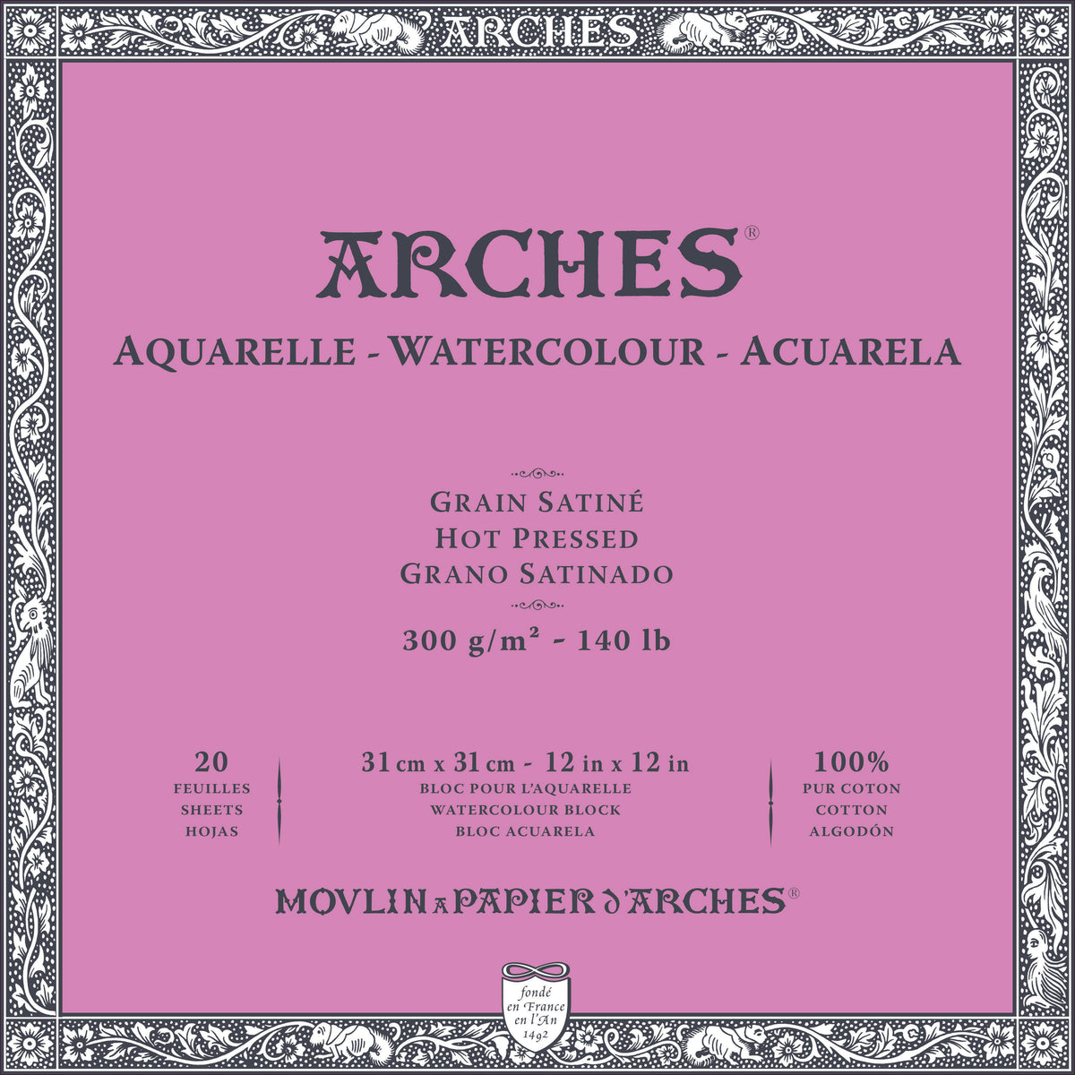 ARCHES BLOCK 140lb HOT PRESS 7.9&#39;&#39;x7.9&#39;&#39;