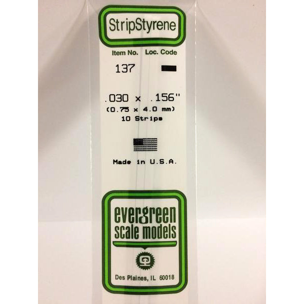 POLYSTYRENE STRIP OPAQUE WHITE .030 X .156 x 14&#39;&#39;