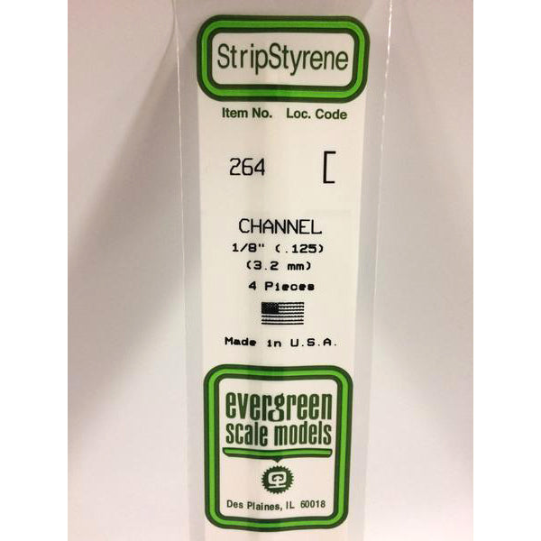 POLYSTYRENE OPAQUE WHITE CHANNEL .125 X 14&#39;&#39; PKG/4