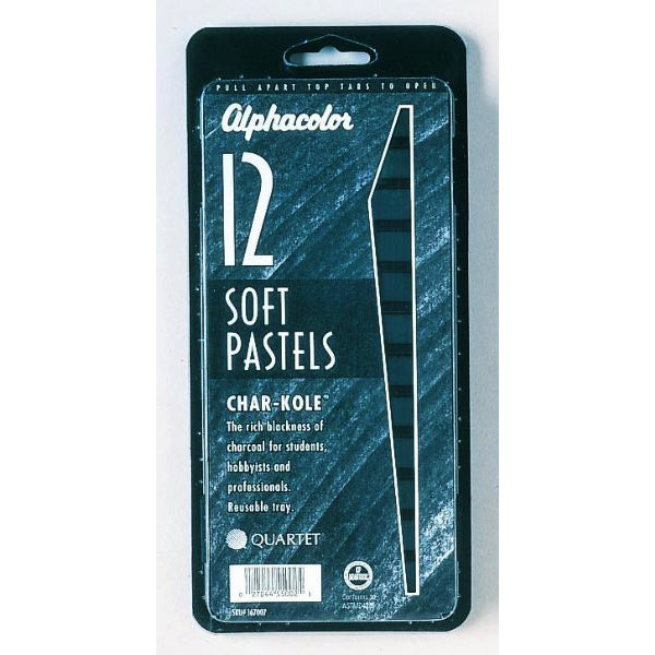 ALPHACOLOR CHAR-KOLE SOFT PASTELS BLACK 12PK