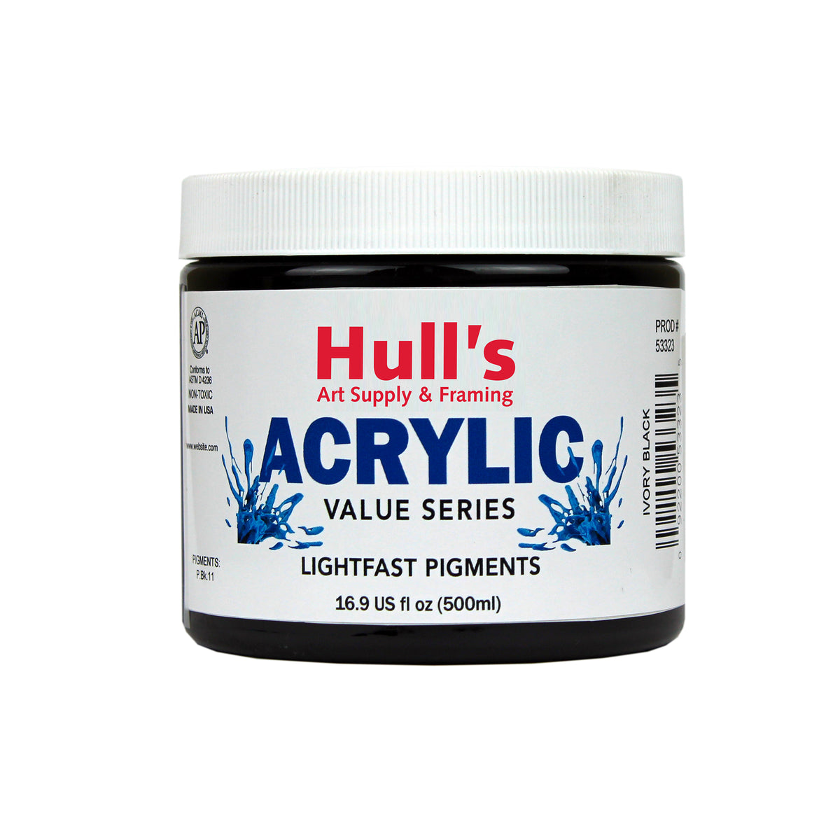 HULLS ACRYLIC 16oz JAR IVORY BLACK