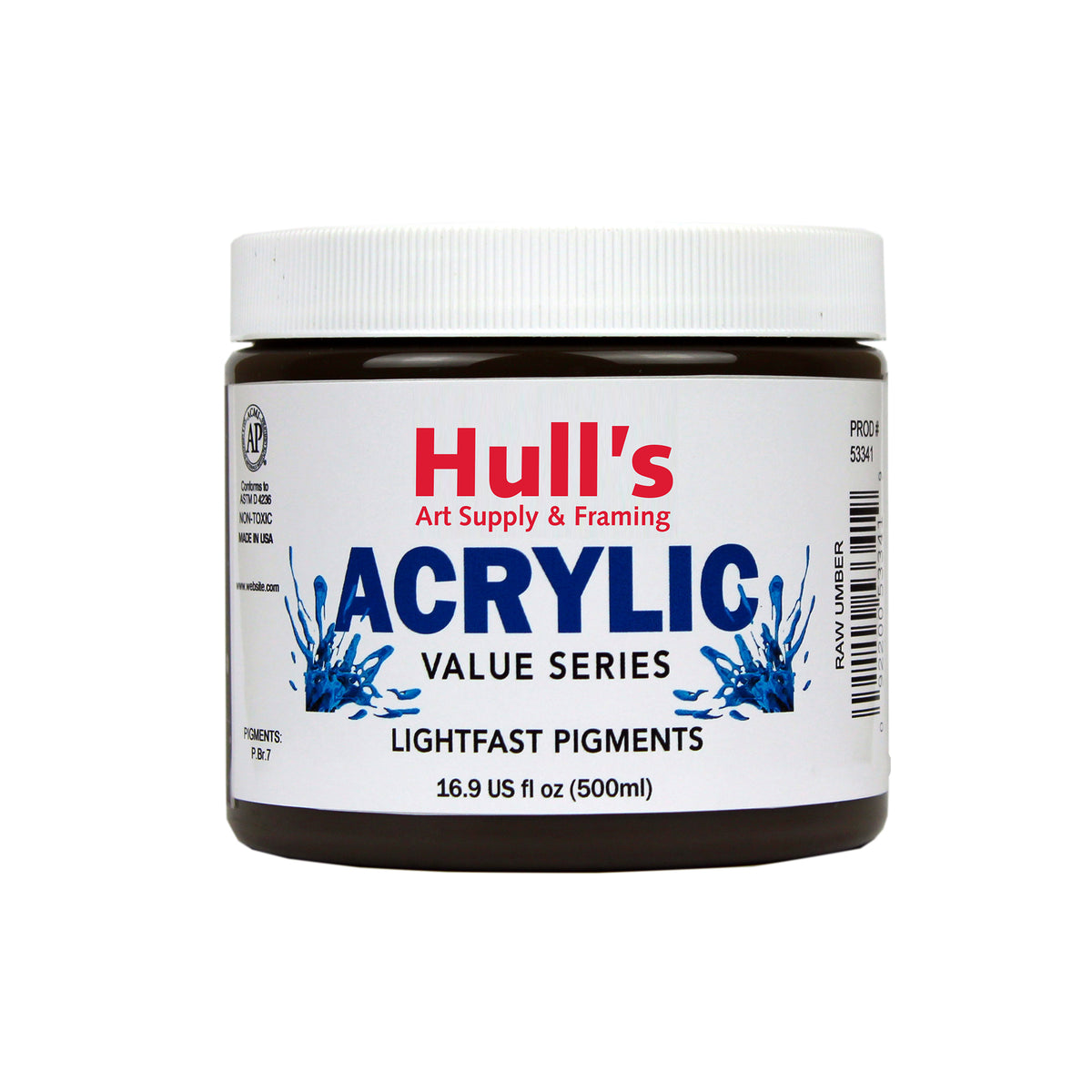 HULLS ACRYLIC 16oz JAR RAW UMBER