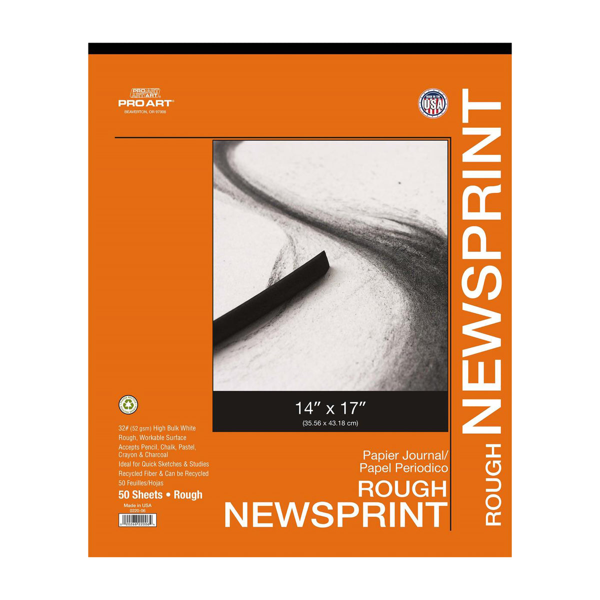 PRO ART NEWSPRINT PAD ROUGH 32lb 14x17