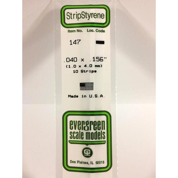 POLYSTYRENE STRIP OPAQUE WHITE .040 X .156 x 14&#39;&#39;