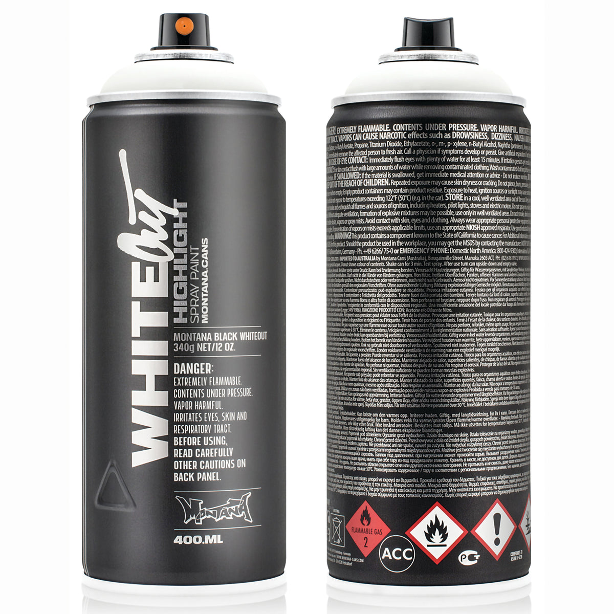 MONTANA BLACK HIGH PRESSURE SPRAY CAN WHITEOUT