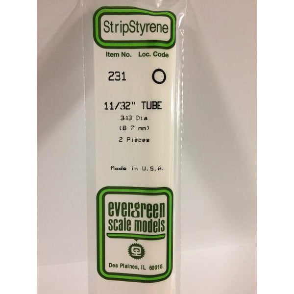 POLYSTYRENE OPAQUE WHITE TUBE .344 (11/32&#39;&#39;) OD X 14&#39;&#39; PKG/2