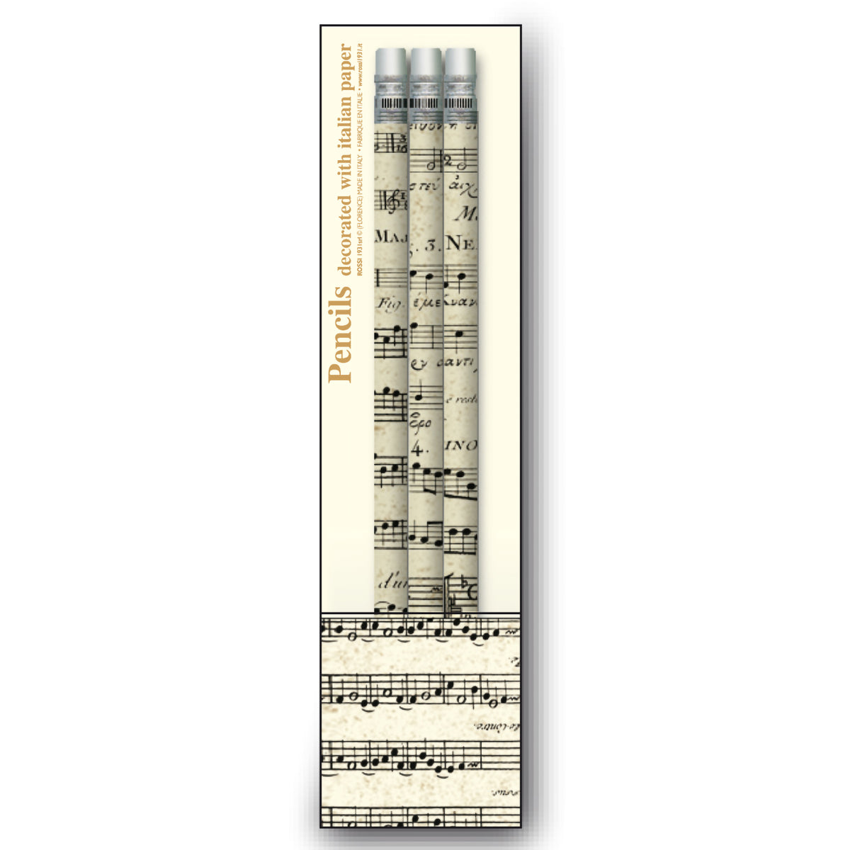 ITALIAN PENCIL SET/3 MUSICAL SCORE