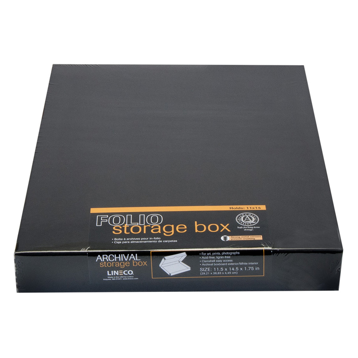 Lineco 8x10 Archival Print Storage Box, Drop Front Design, 3 Deep, Tan