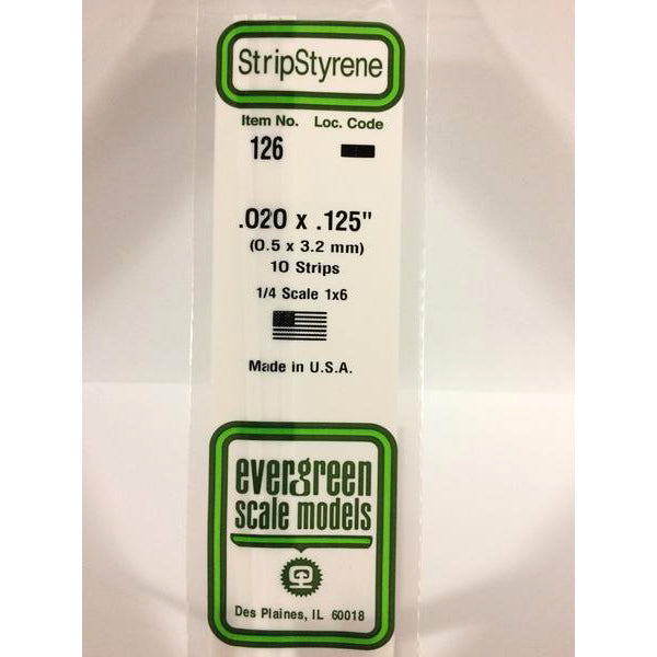 POLYSTYRENE STRIP OPAQUE WHITE .020 X .125 x 14&#39;&#39;