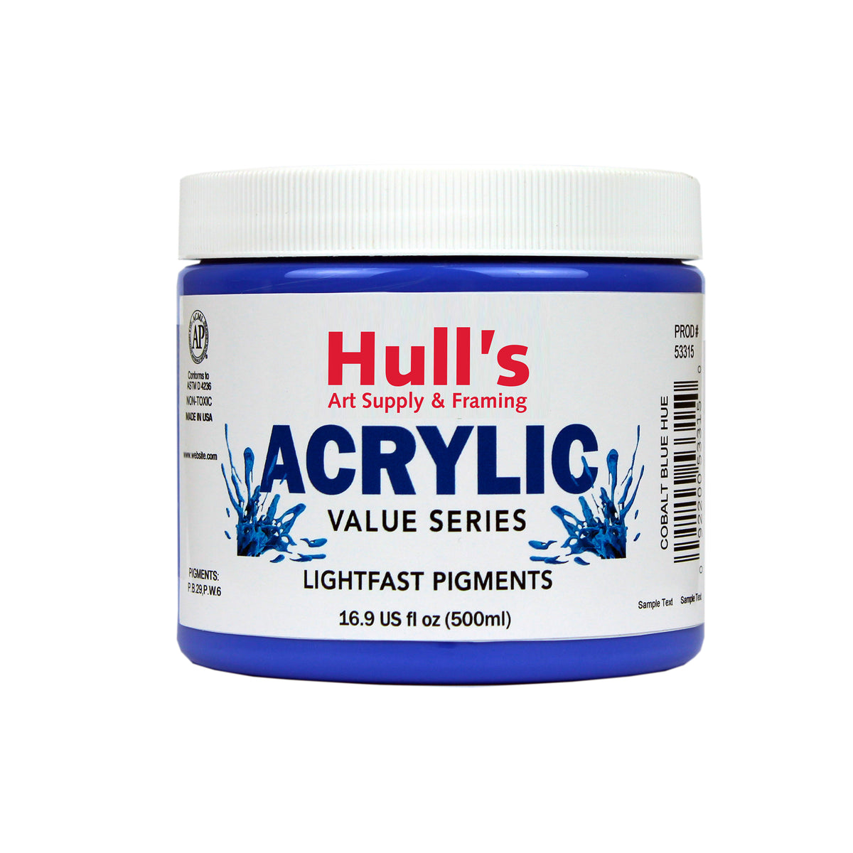 HULLS ACRYLIC 16oz JAR COBALT BLUE HUE